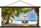 Affiche scolaire - Plage - Chaise de plage - Parasol - 90x45 cm - Lattes noires
