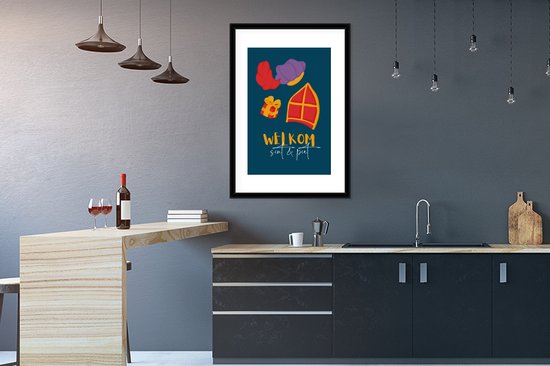 Cadre photo avec affiche - Sinterklaas - Sint - Quotes - Welcome Sint and Piet - Enfants - Garçons - Filles - Enfant - 60x90 cm - Cadre pour affiche