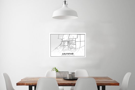 Affiche Plan de la ville - Lelystad - Pays- Nederland - 90x60 cm - Carte