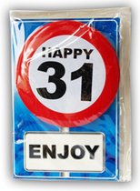 Happy age kaart 31 jaar (wenskaart met button)