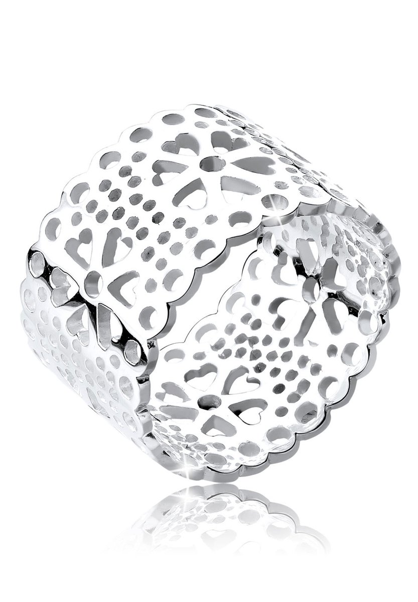 Elli - Ring - Dames Bloem Ornament Uitgesneden in 925 Sterling Zilver - Dames