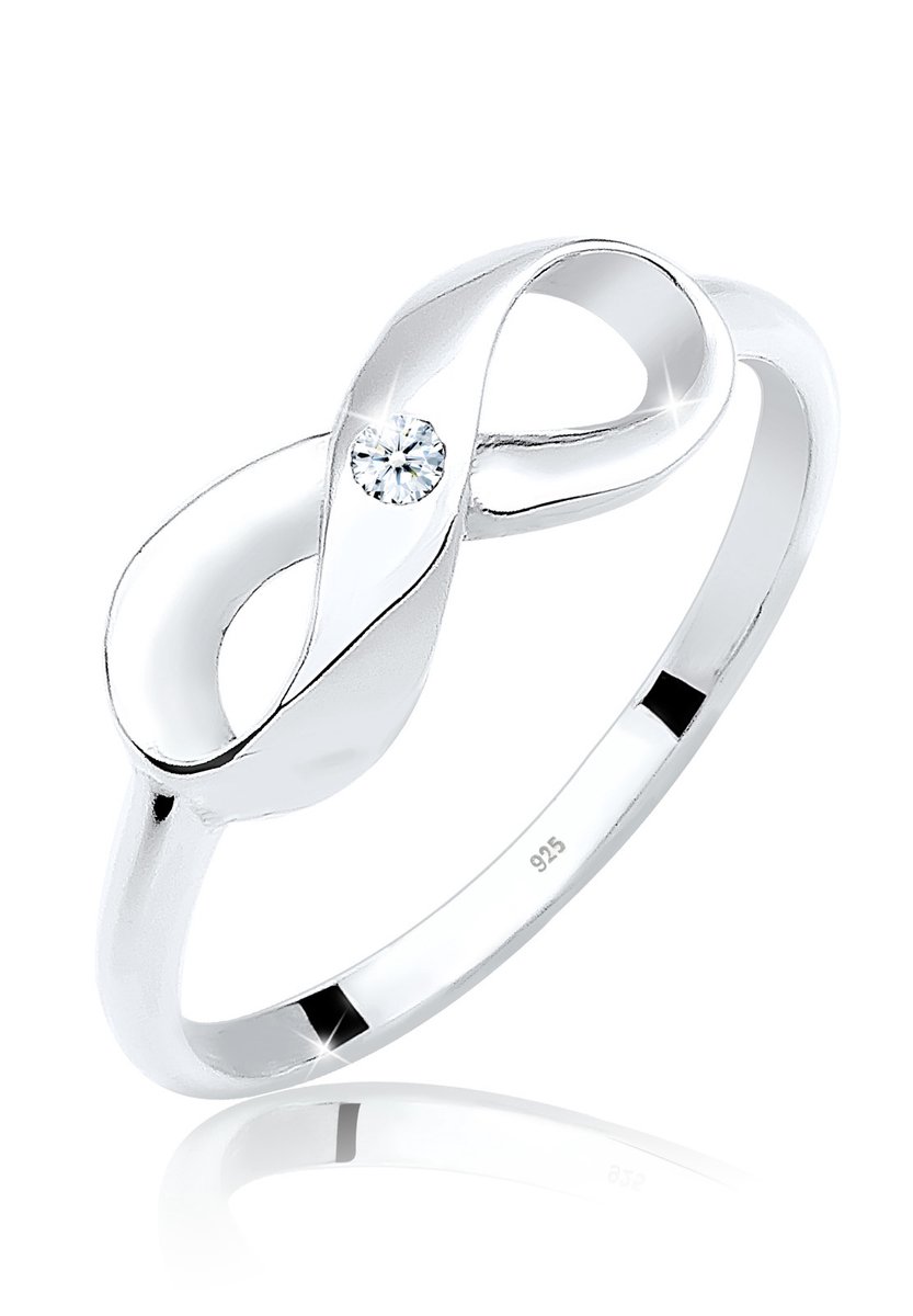 Elli PREMIUM - Ring - Dames Infinity Diamant (0.03 ct.) in 925 Sterling Zilver - Dames