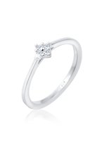 Elli PREMIUM Ring Dames Verlovingsring Klassiek met Diamant (0.06 ct.) in 925 Sterling Zilver