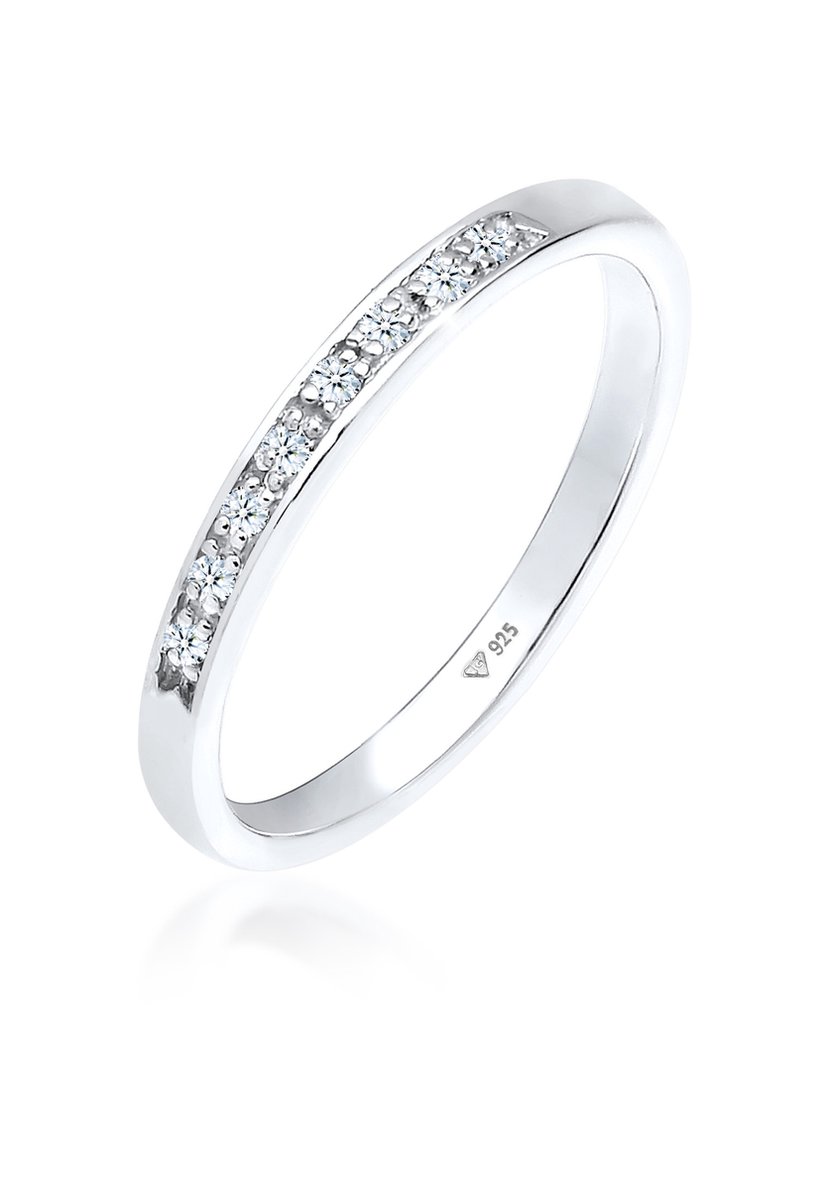 Elli PREMIUM Dames Ring Dames Klassiek Kostbaar met Diamant (0,04 ct.) in 925 Sterling Zilver