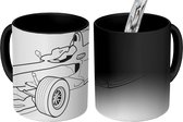 Magische Mok - Foto op Warmte Mok - tekening van een race auto in zwart-wit - 350 ML