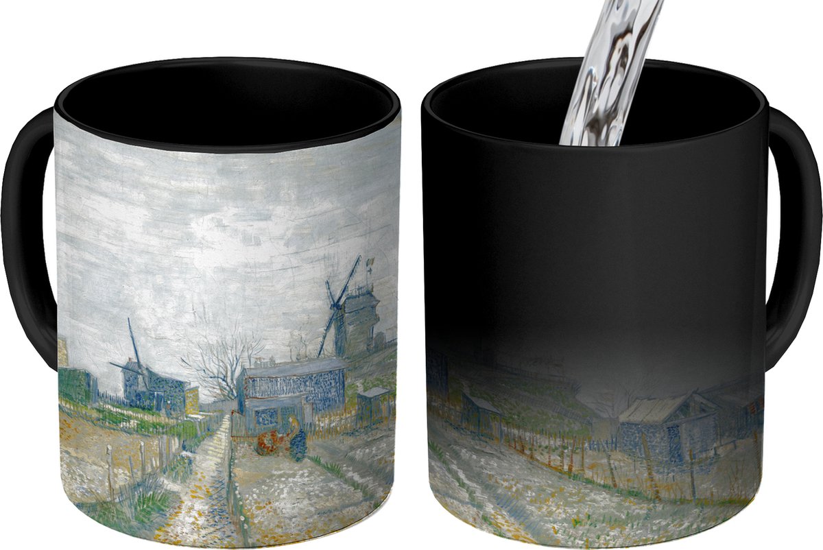 Magische Mok - Foto op Warmte Mokken - Koffiemok - Montmartre: molens en moestuinen - Vincent van Gogh - Magic Mok - Beker - 350 ML - Theemok