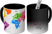 Magische Mok - Foto op Warmte Mok - Wereldkaart Kinderen - Kleuren - Tekst - 350 ML - Mok met Tekst