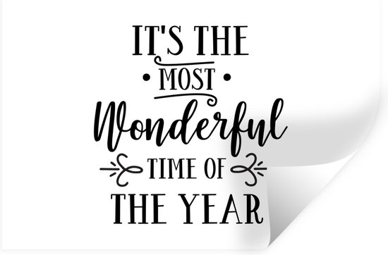 Sticker Muursticker Citations de Noël - Citation de Noël C'est la plus belle période de l'année sur fond blanc - 60x40 cm - film adhésif autocollant - sticker mural repositionnable