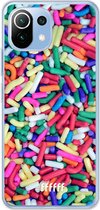 6F hoesje - geschikt voor Xiaomi Mi 11 Lite -  Transparant TPU Case - Sprinkles #ffffff