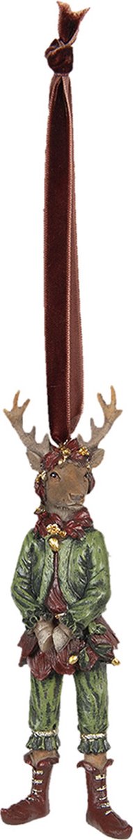 Clayre & Eef Kersthanger 6x4x15 cm Groen Kunststof Kerstbal