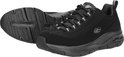 Zwarte Skechers Arch Fit damessneakers, zijaanzicht en zool.