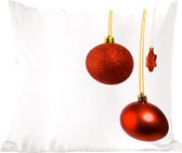 Sierkussens - Kussentjes Woonkamer - 60x60 cm - Een paar rode kerstballen met een rode kerstster - Kerstversiering - Kerstdecoratie voor binnen - Woonkamer