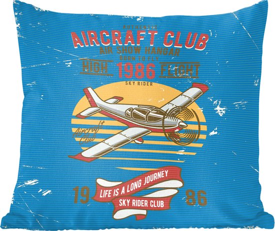 Coussins décoratifs - Oreillers Salon - 40x40 cm - Mancave - Avion - Blauw - Vintage