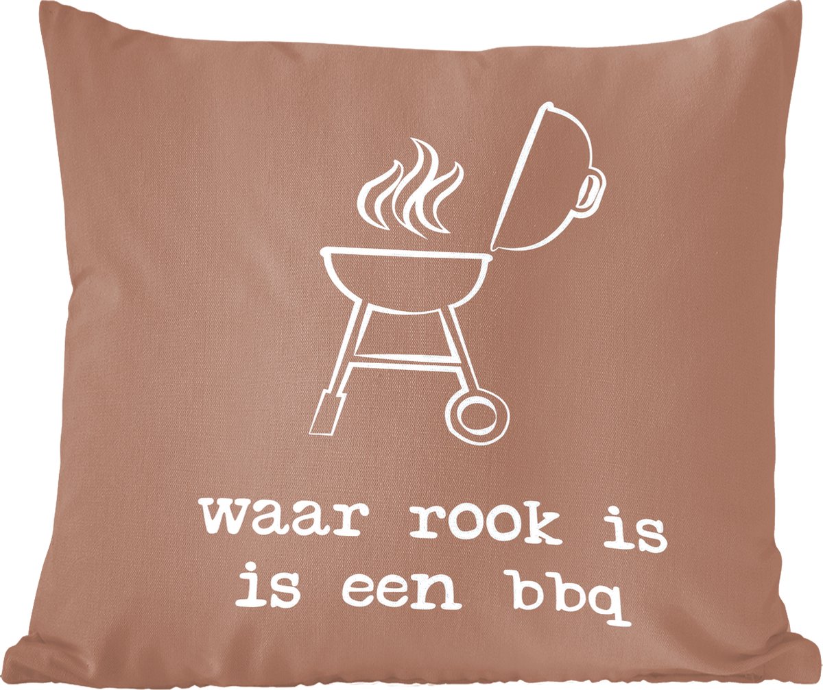 Sierkussens - Kussentjes Woonkamer - 40x40 cm - Spreuken - 'Waar rook is is een BBQ' - Quo
