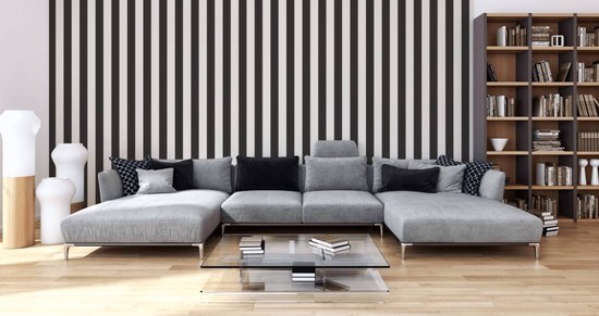 AS Creation Karl Lagerfeld - Papier peint Stripes - Design "Stripes" - noir et blanc - 1005 x 53 cm