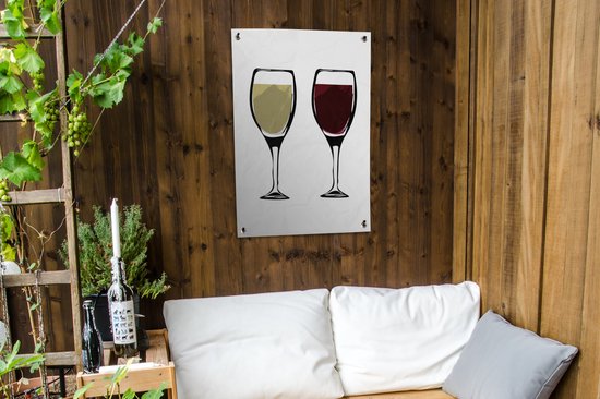 Illustration de verres à vin avec du vin rouge et blanc 60x90 cm