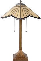 Tiffany Tafellamp Ø 45*64 cm E27/max 2*60W Bruin, Beige Glas in lood Art Deco Tiffany Bureaulamp Tiffany Lampen