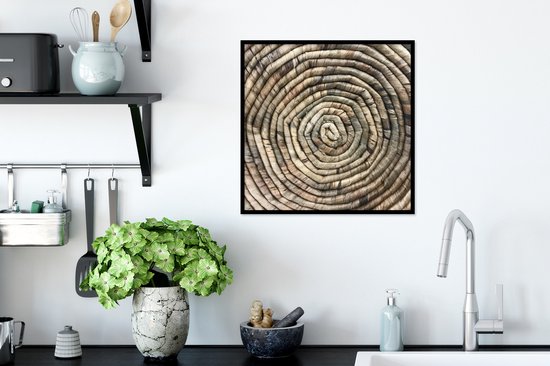 Poster in lijst - Fotolijst 40x40 cm - Posters - Cirkel - Riet - Mand - Posterlijst zwart - Decoratie - Wanddecoratie woonkamer - Muurdecoratie slaapkamer
