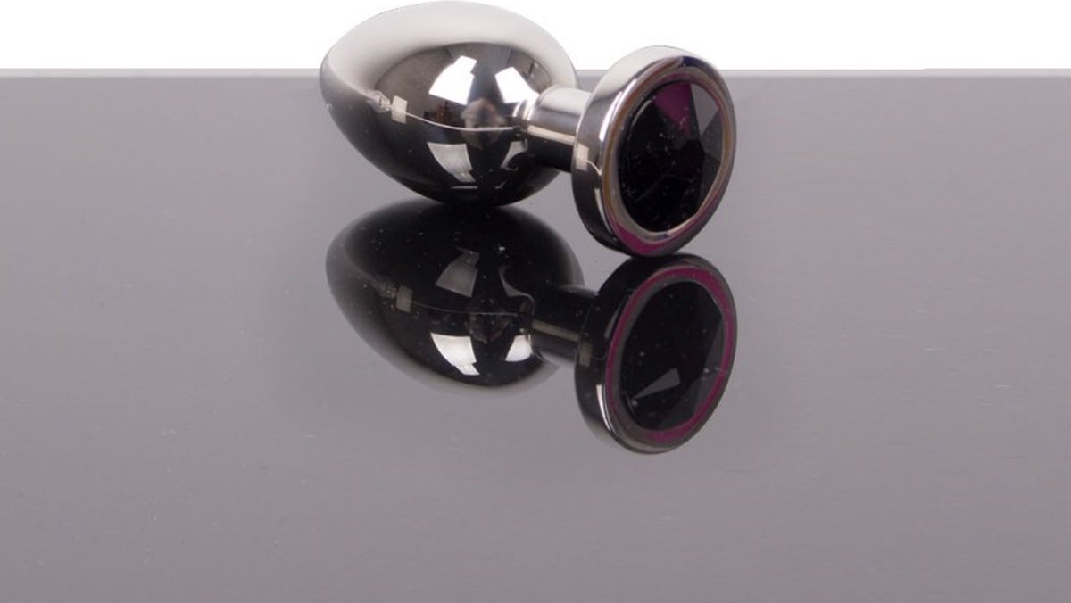 Goedkoopste Buttplug RVS met zwart kristal - small