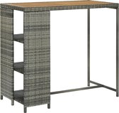 vidaXL Bartafel met opbergrek 120x60x110 cm poly rattan grijs  VDXL_313479