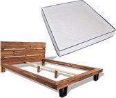 vidaXL Bed met traagschuim matras massief acaciahout 180x200 cm