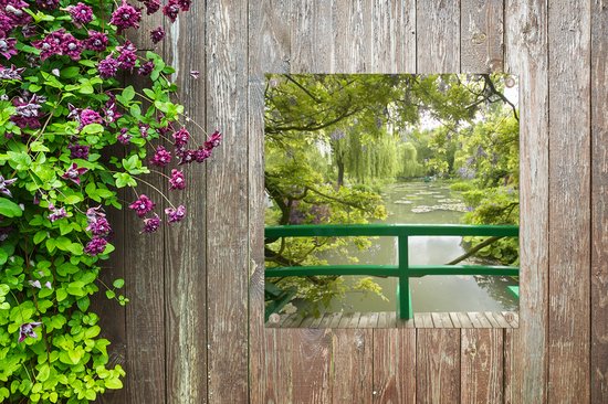Toile jardin Vue sur l'eau depuis le pont japonais dans le jardin de Monet à Giverny - 100x100 cm