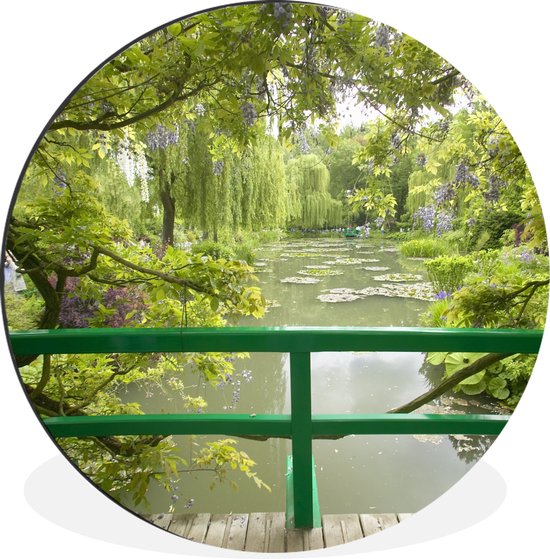 WallCircle - Wandcirkel - Muurcirkel - Uitzicht op het water vanaf de Japanse brug in Monet's tuin in het Franse Giverny - Aluminium - Dibond - ⌀ 60 cm - Binnen en Buiten