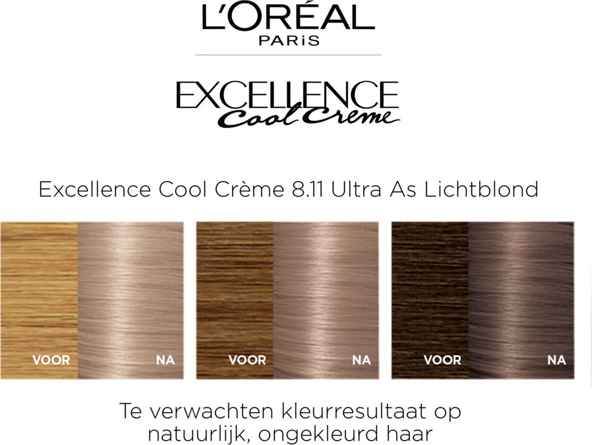 L'Oréal Paris Excellence Cool Cream 8.11 Haarverf - Ultra Ash Lichtblond |  bol.com