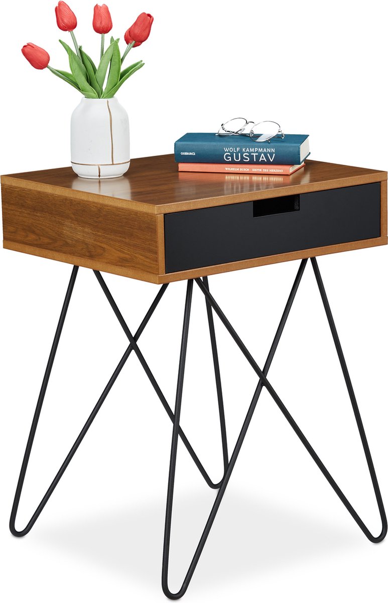 Relaxdays Rek Industrial, 6 planken, houtlook, vintage boekenkast, HBT