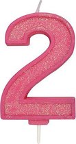 Sparkle Pink Numeral Candle 2