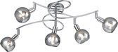 LED Plafondlamp - Plafondverlichting - Trion Brista - E14 Fitting - 5-lichts - Rond - Glans Chroom - Aluminium