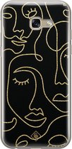 Samsung A5 2017 hoesje siliconen - Abstract faces | Samsung Galaxy A5 2017 case | zwart | TPU backcover transparant