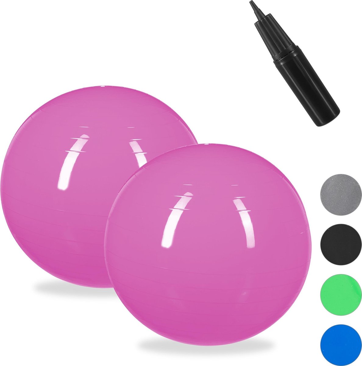 Relaxdays 2x fitnessbal 85 cm - gymbal - zitbal - yogabal - pilatesbal - kantoor - roze