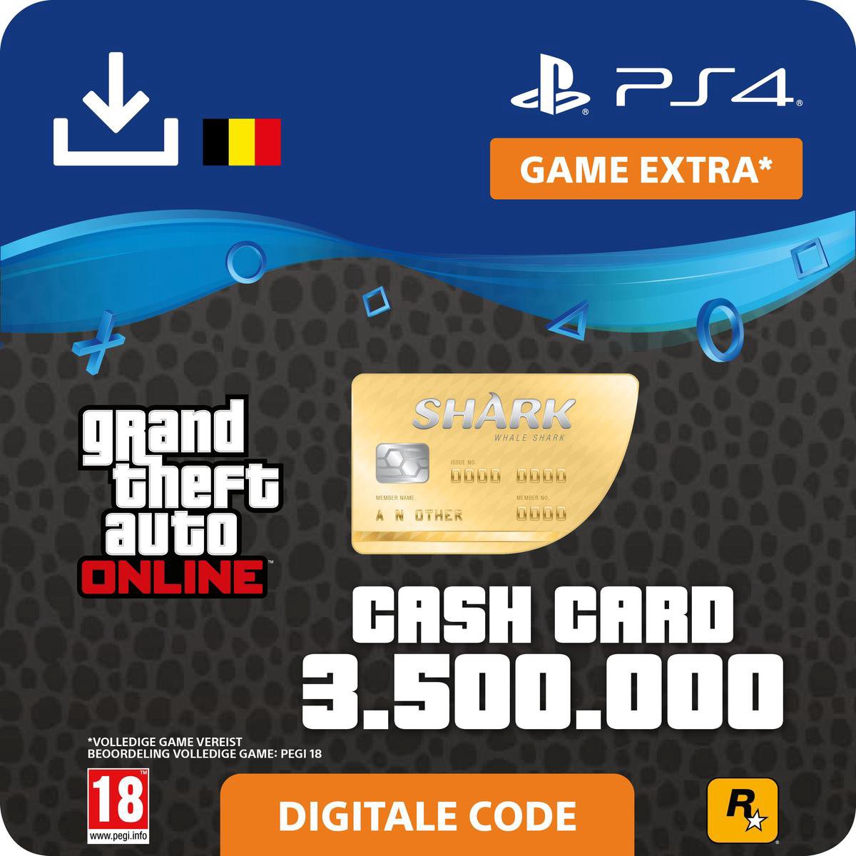 GTA V - digitale valuta - 3.500.000 GTA dollars Whale Shark - NL - PS4 download - Sony digitaal