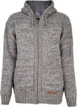 Gebreid Wollen Heren/Uni Vest van Schapenwol met Teddy Fleece voering en vaste capuchon - SHAKALOHA - M Chamonix ZH BeigeGrey M