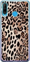 Huawei P30 Lite hoesje siliconen - Luipaard print bruin | Huawei P30 Lite case | Bruin/beige | TPU backcover transparant