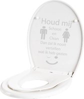 Wc Sticker Houd Mij Schoon En Clean -  Zilver -  18 x 27 cm  -  toilet  alle - Muursticker4Sale
