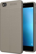 Voor Huawei P8 Lite Litchi Texture TPU beschermende achterkant van de behuizing (grijs)