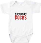 Rompertjes baby met tekst - My mommy rocks - Romper wit - Maat 62/68