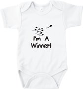 Rompertjes baby met tekst - I'm a winner - Romper wit - Maat 62/68