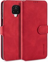 Voor Geschikt voor Xiaomi Redmi Note 9S DG.MING Retro Oil Side Horizontal Flip Case met houder & kaartsleuven & portemonnee (rood)
