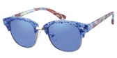 Blauwe clubmaster  zonnebril | Meisjes/unisex | witte lens