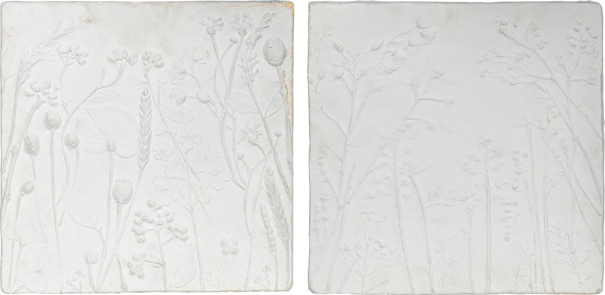 BePureHome Plaquette Wanddeco - Gips - Wit - Set van 2