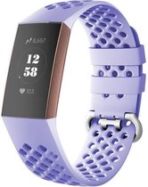 Strap-it Fitbit Charge 4 siliconen bandje met gaatjes - lila - Maat: S
