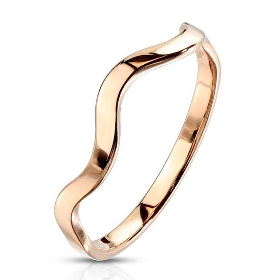 Ring Dames - Ringen Dames - Ringen Vrouwen - Rosé Goudkleurig - Rosé Gouden Kleur - Ring - Golfbeweging - Wave