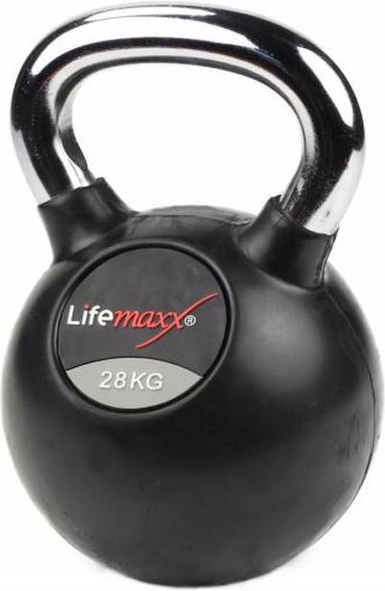 Lifemaxx® Rubberen kettlebell chroom 12kg