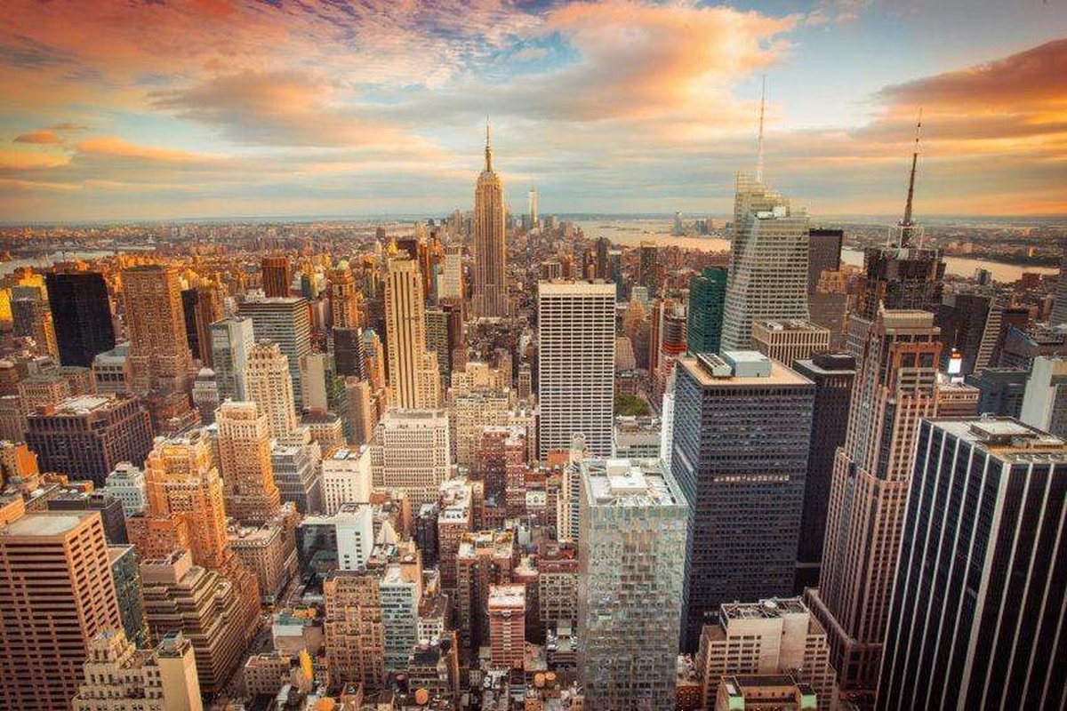 Vliesfotobehang Fotobehang 5 Banen, Centrum Manhattan Art.16055