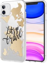 iMoshion Design voor de iPhone 11 hoesje - Let's Go Travel - Zwart / Goud