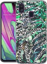 iMoshion Design voor de Samsung Galaxy A40 hoesje - Jungle - Wit / Zwart / Groen