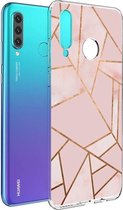 iMoshion Hoesje Geschikt voor Huawei P30 Lite Hoesje Siliconen - iMoshion Design hoesje - Roze / Meerkleurig / Goud / Pink Graphic